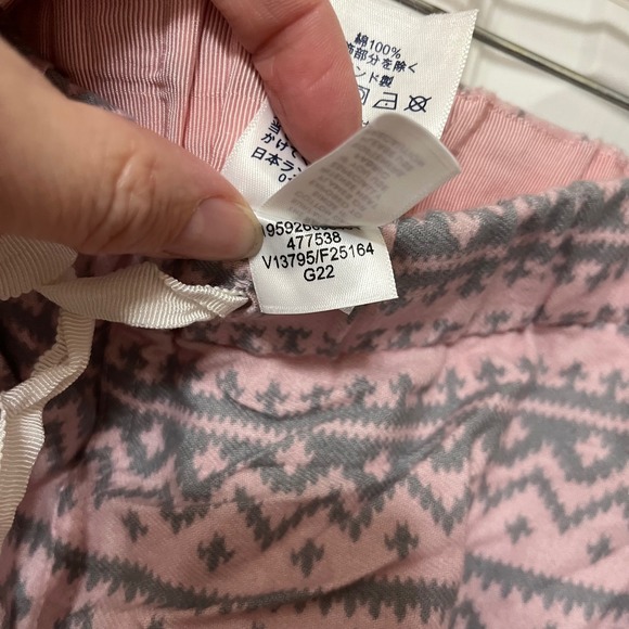 Lands End Women XL Pink Gray Fair Isle Pajama Pants Cotton Lounge Sleepwear - Picture 6 of 7